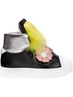 Хайтопы с мехом и аппликациями Fendi Children