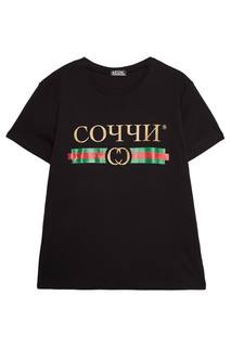 Черная футболка с принтом «Соччи» Artem Krivda