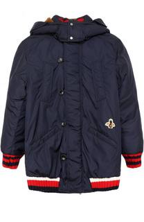 Пуховая куртка с капюшоном и контрастными манжетами Gucci