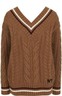 Пуловер фактурной вязки с V-образным вырезом No. 21