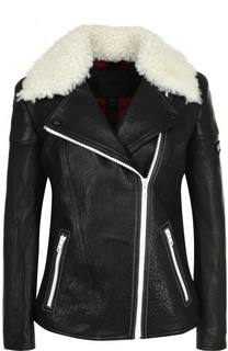 Кожаная куртка с косой молнией и отделкой из овчины Belstaff