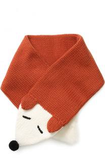 Кашемировый шарф фактурной вязки с меховой отделкой Loro Piana