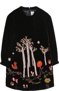 Мини-платье прямого кроя с вышивками Simonetta