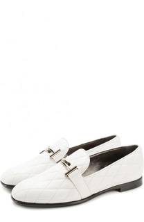 Кожаные стеганые лоферы с ремешком Tod’s