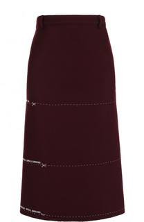 Шерстяная юбка-миди с контрастной прострочкой Vetements