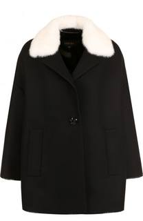 Шерстяное жакет свободного кроя с отделкой из меха норки Escada