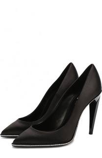 Бархатные туфли Freja с металлической отедкой Saint Laurent