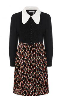 Мини-платье с принтованной юбкой и завышенной талией Chloé