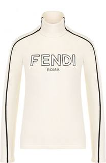 Шерстяной приталенный свитер с высоким воротником Fendi