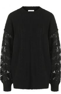 Пуловер фактурной вязки с кружевными рукавами See by Chloé