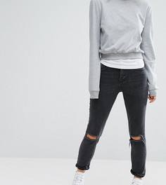 Черные выбеленные джинсы слим в винтажном стиле ASOS PETITE Farleigh - Черный