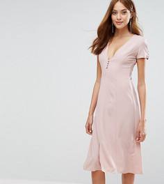 Платье миди с короткими рукавами и пуговицами спереди Alter Tall - Розовый