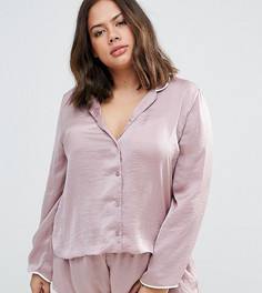 Атласная пижама с окантовкой и шортами ASOS CURVE Miley - Розовый