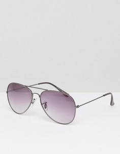 Темно-серые солнцезащитные очки-авиаторы River Island - Серый