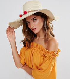 Соломенная шляпа с помпонами South Beach - Бежевый