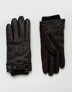Черные кожаные перчатки Armani Jeans - Черный