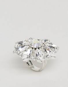 Кольцо с цветком и кристаллами Swarovski Krystal London - Серебряный