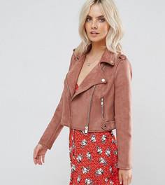 Байкерская куртка из искусственной замши River Island Petite - Розовый