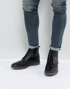 Черные кожаные ботинки броги Base London - Черный