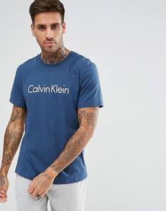 Хлопковая футболка с логотипом Calvin Klein - Синий