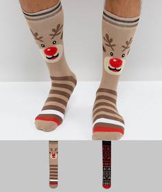 Набор из 2 пар новогодних носков в подарочной упаковке Urban Eccentric - Мульти