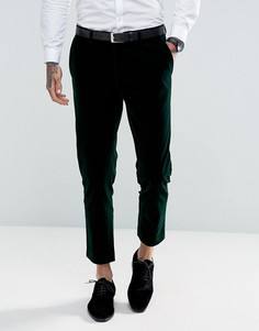 Темно-зеленые укороченные брюки скинни из бархата Gianni Feraud - Зеленый