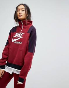Бордовый свитшот с молнией Nike Archive - Красный