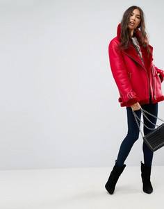 Бомбер из искусственной замши ASOS - Красный