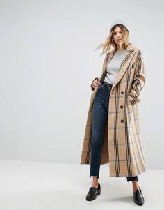 Клетчатое пальто с добавлением шерсти ASOS - Мульти