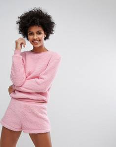 Пушистый пижамный комплект с шортами Loungeable - Розовый