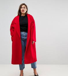 Пальто с большим воротником ASOS CURVE - Красный