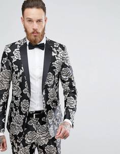 Облегающий пиджак с цветочной вышивкой Devils Advocate - Черный