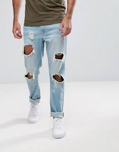 Узкие джинсы с рваными коленями Hoxton Denim - Синий