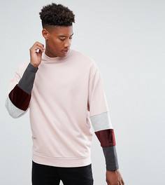 Оверсайз-свитшот с контрастными вставками на рукавах ASOS TALL - Розовый