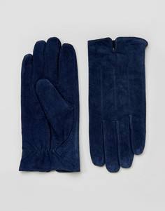 Темно-синие замшевые перчатки Barneys - Темно-синий Barneys Originals