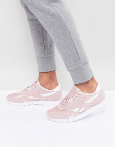 Розовые замшевые кроссовки Reebok CL Nylon Premium - Розовый