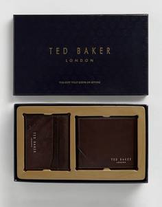 Кожаный бумажник и кредитница в подарочном наборе Ted Baker Hofset - Коричневый