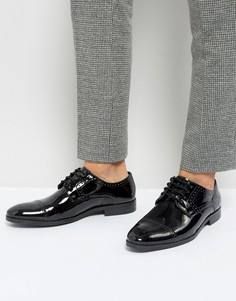 Лакированные оксфордские туфли со вставкой на носке Silver Street - Черный