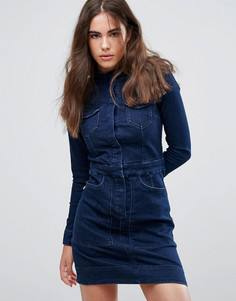 Джинсовое платье-рубашка без воротника Pepe Jeans Hoops - Синий