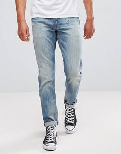 Выбеленные узкие эластичные джинсы с потертостями ASOS - Синий