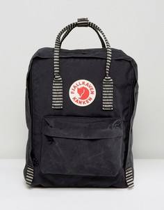 Черный рюкзак с полосатыми лямками Fjallraven Kanken - 16 л - Черный