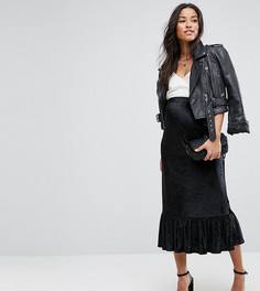 Бархатная юбка миди с завышенной талией ASOS Maternity - Черный