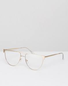 Круглые очки для гиков в металлической оправе с плоским верхом ASOS - Золотой