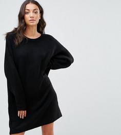 Вязаное платье с круглым вырезом из пушистой пряжи ASOS TALL - Черный