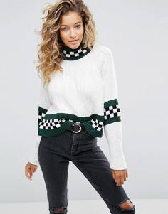 Укороченный вязаный джемпер в клетку ASOS - Мульти