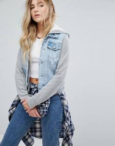 Джинсовая куртка с подкладкой капюшона из искусственного меха Hollister - Синий