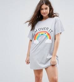 Футболка для сна с надписью Im Over It ASOS CURVE - Мульти