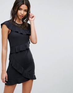 Платье с оборками и кружевом Vero Moda - Черный