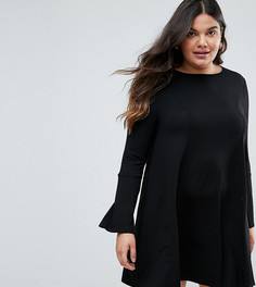 Свободное платье мини с рукавами клеш ASOS CURVE - Черный