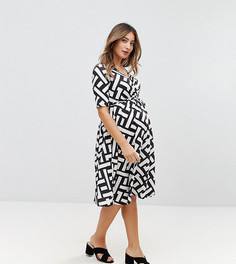 Платье миди с принтом, запахом и поясом Bluebelle Maternity - Мульти